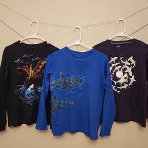 3 Boys Large Long Sleeve Shark T-Shirts